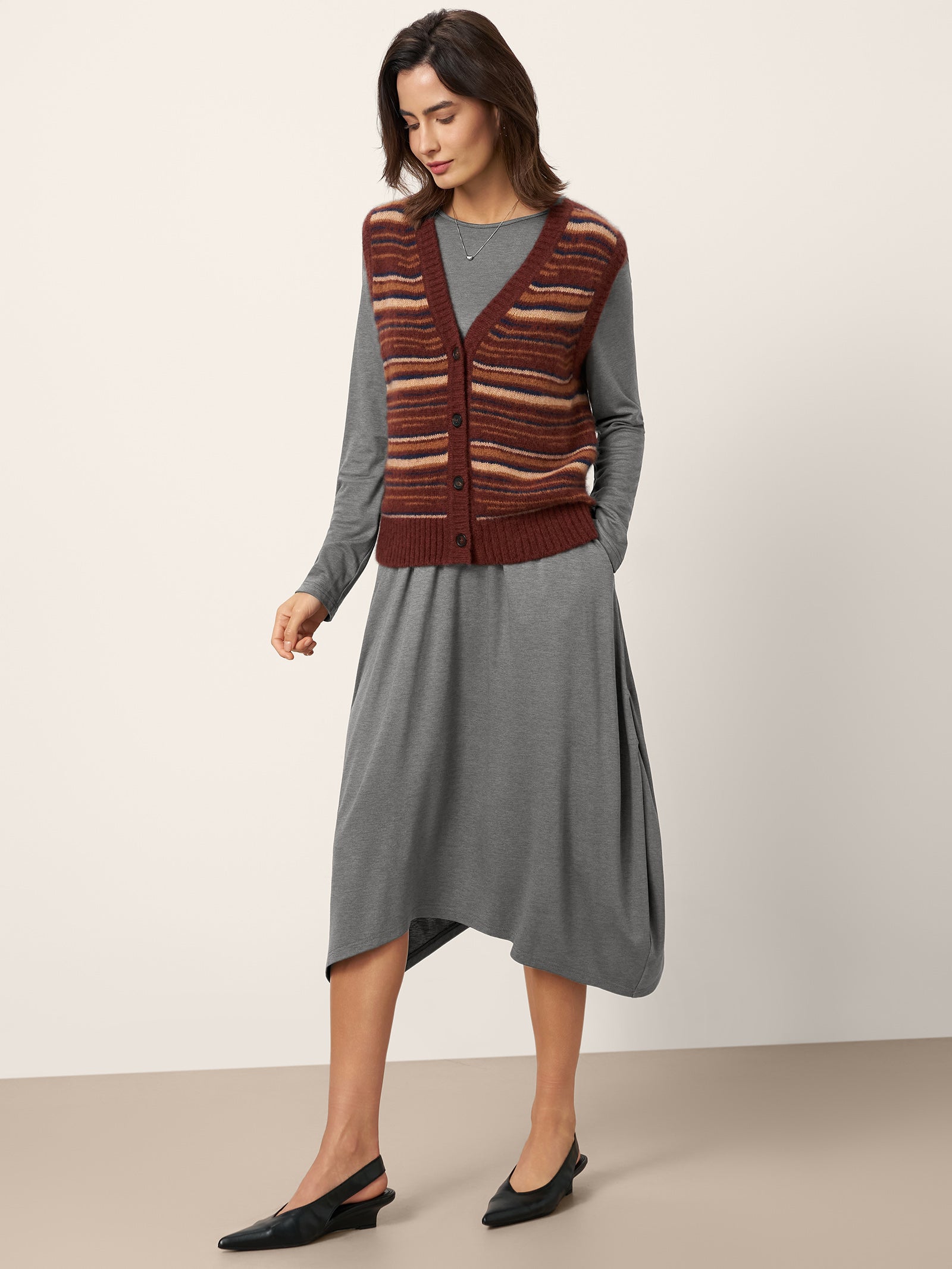 Wool Cocoon Curved Waist Mini Dress FARRAH by LINTICO for women