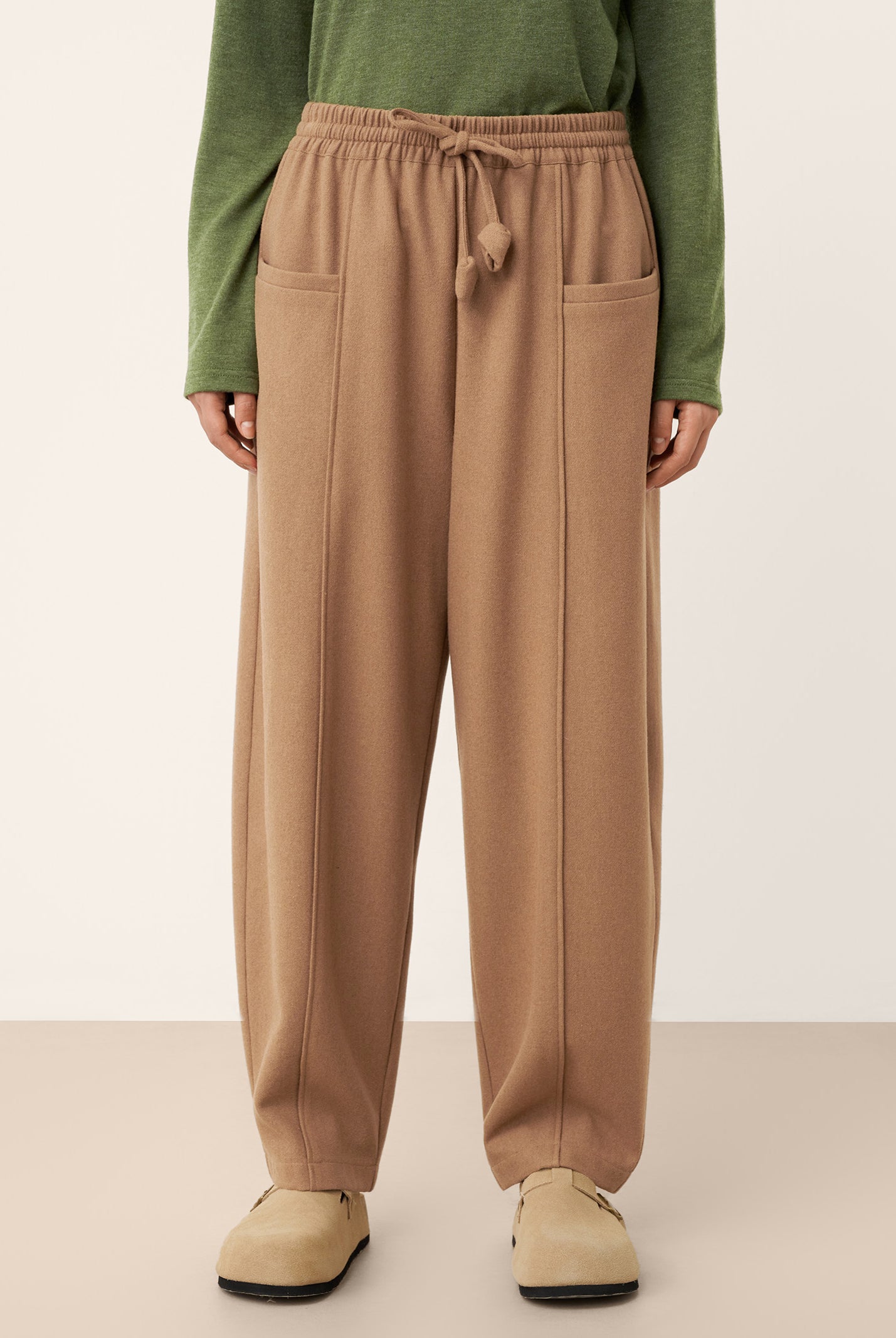 Wool Drawstring Patch Pocket Pants PRISCILLA by LINTICO for women