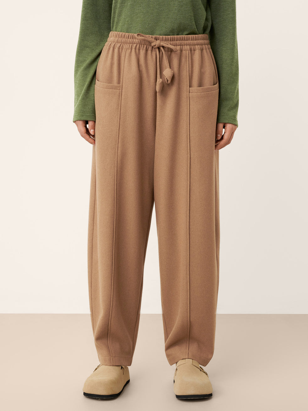 Wool Drawstring Patch Pocket Pants PRISCILLA by LINTICO for women