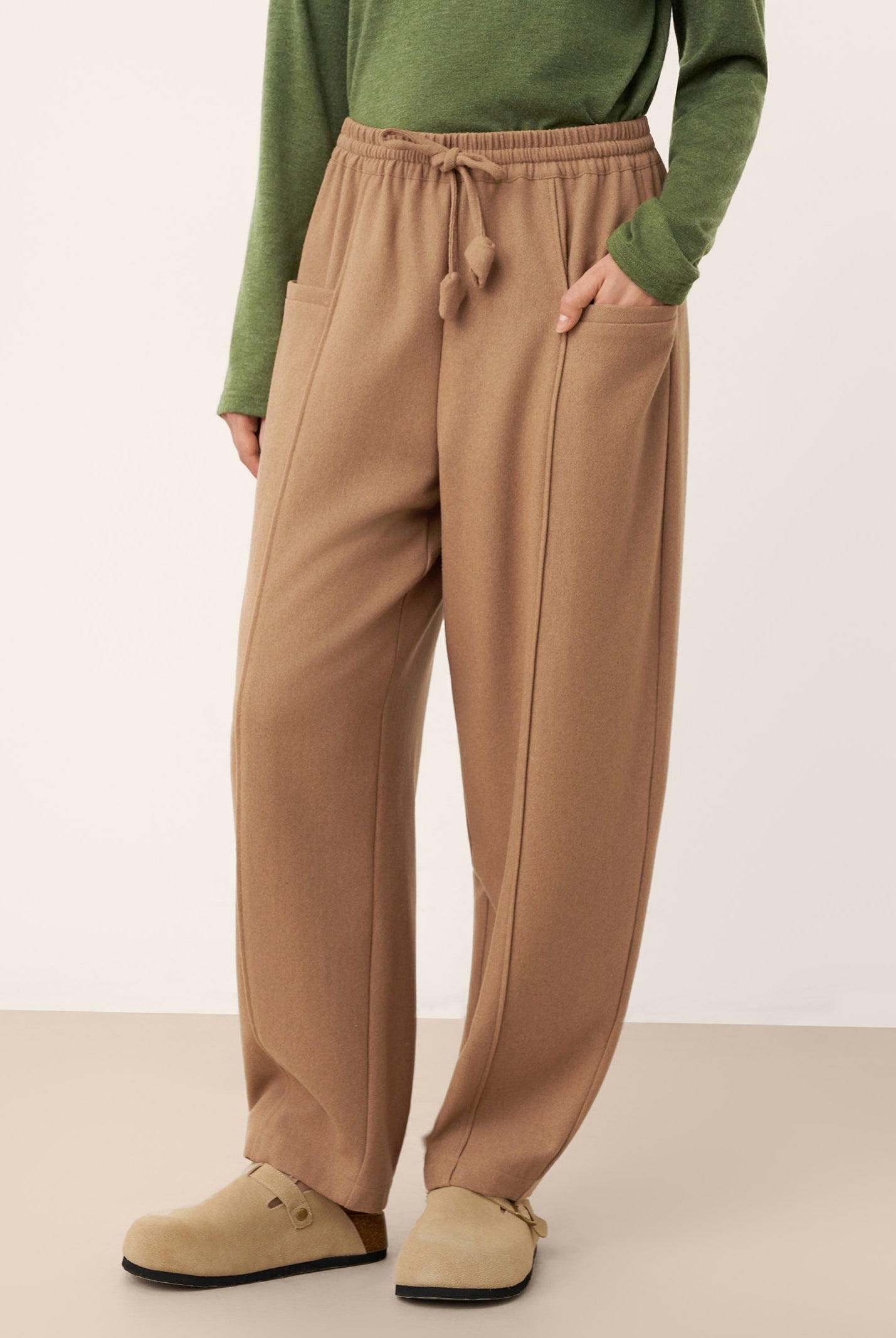 Wool Drawstring Patch Pocket Pants PRISCILLA by LINTICO for women