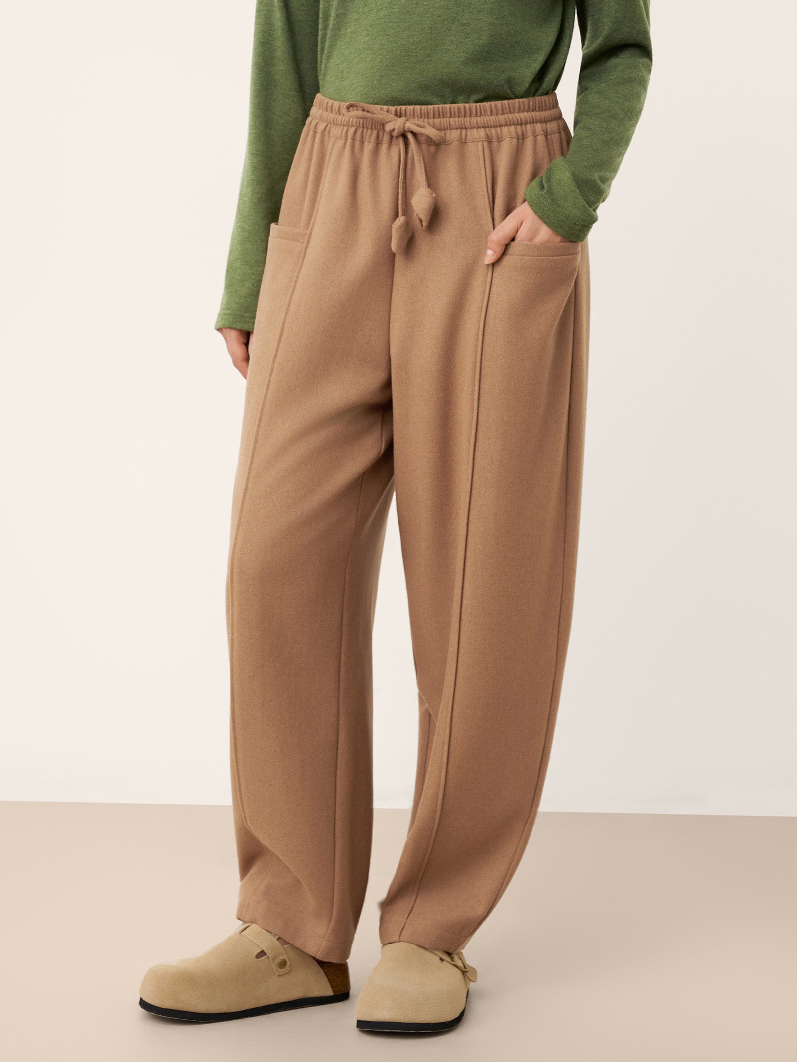 Wool Drawstring Patch Pocket Pants PRISCILLA by LINTICO for women