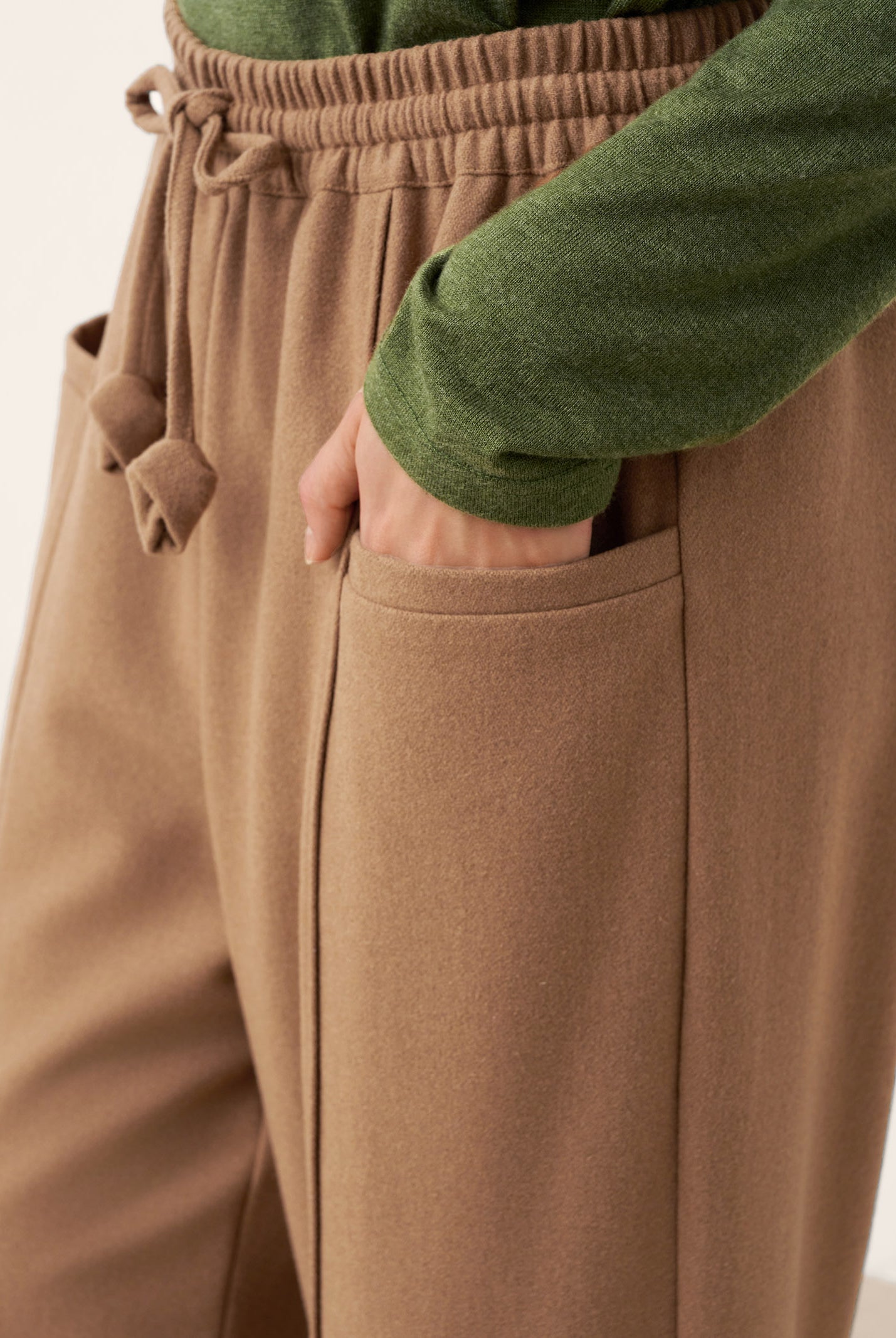 Wool Drawstring Patch Pocket Pants PRISCILLA by LINTICO for women