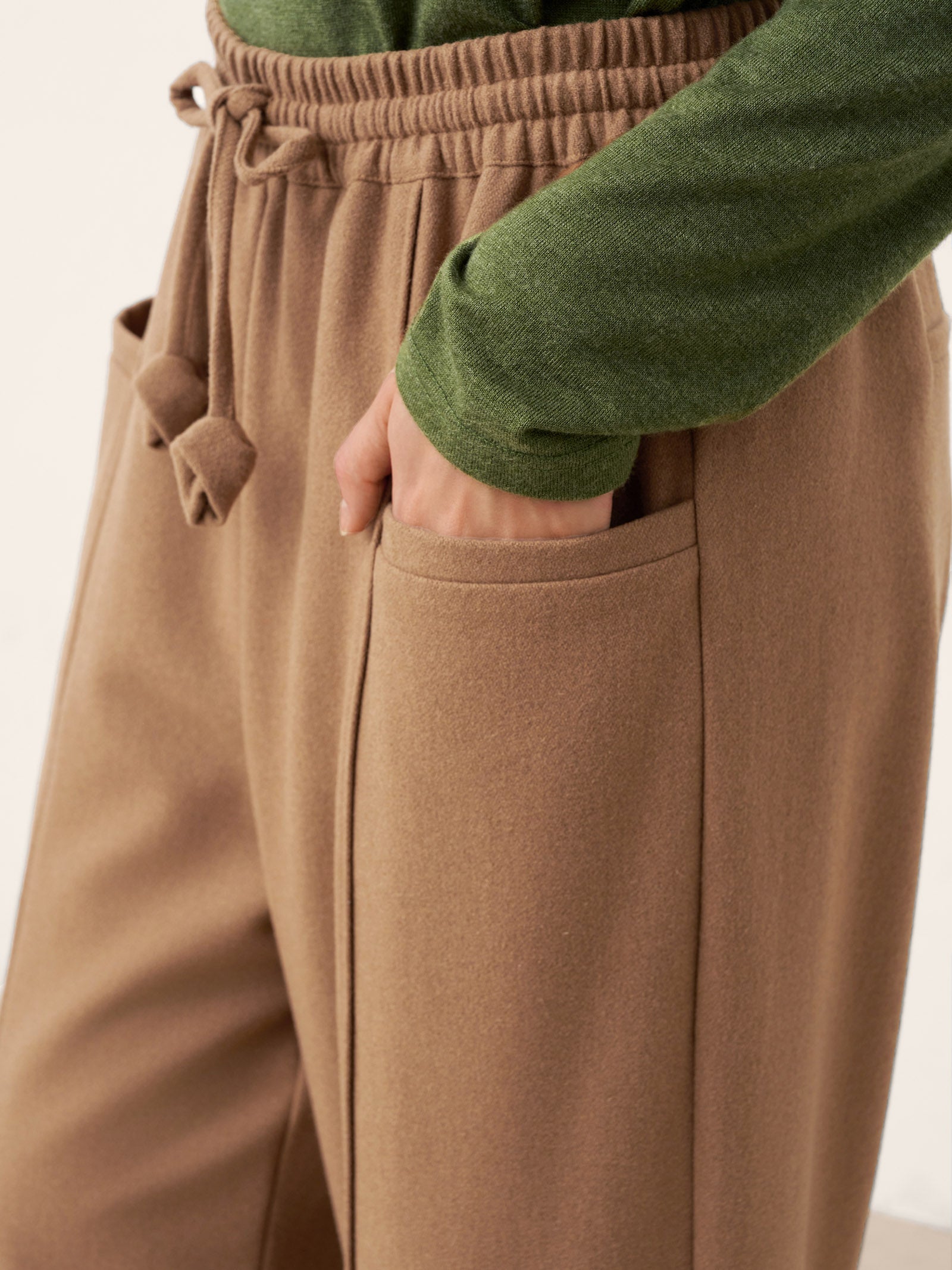 Wool Drawstring Patch Pocket Pants PRISCILLA by LINTICO for women