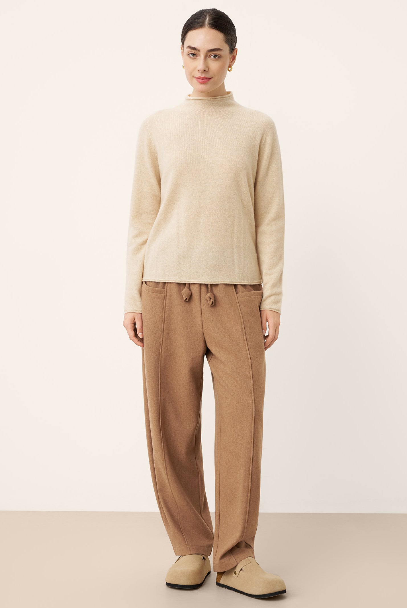 Wool Drawstring Patch Pocket Pants PRISCILLA by LINTICO for women