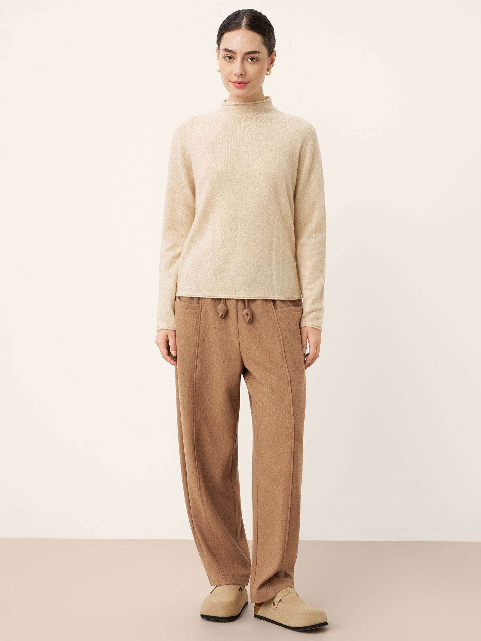 Wool Drawstring Patch Pocket Pants PRISCILLA by LINTICO for women