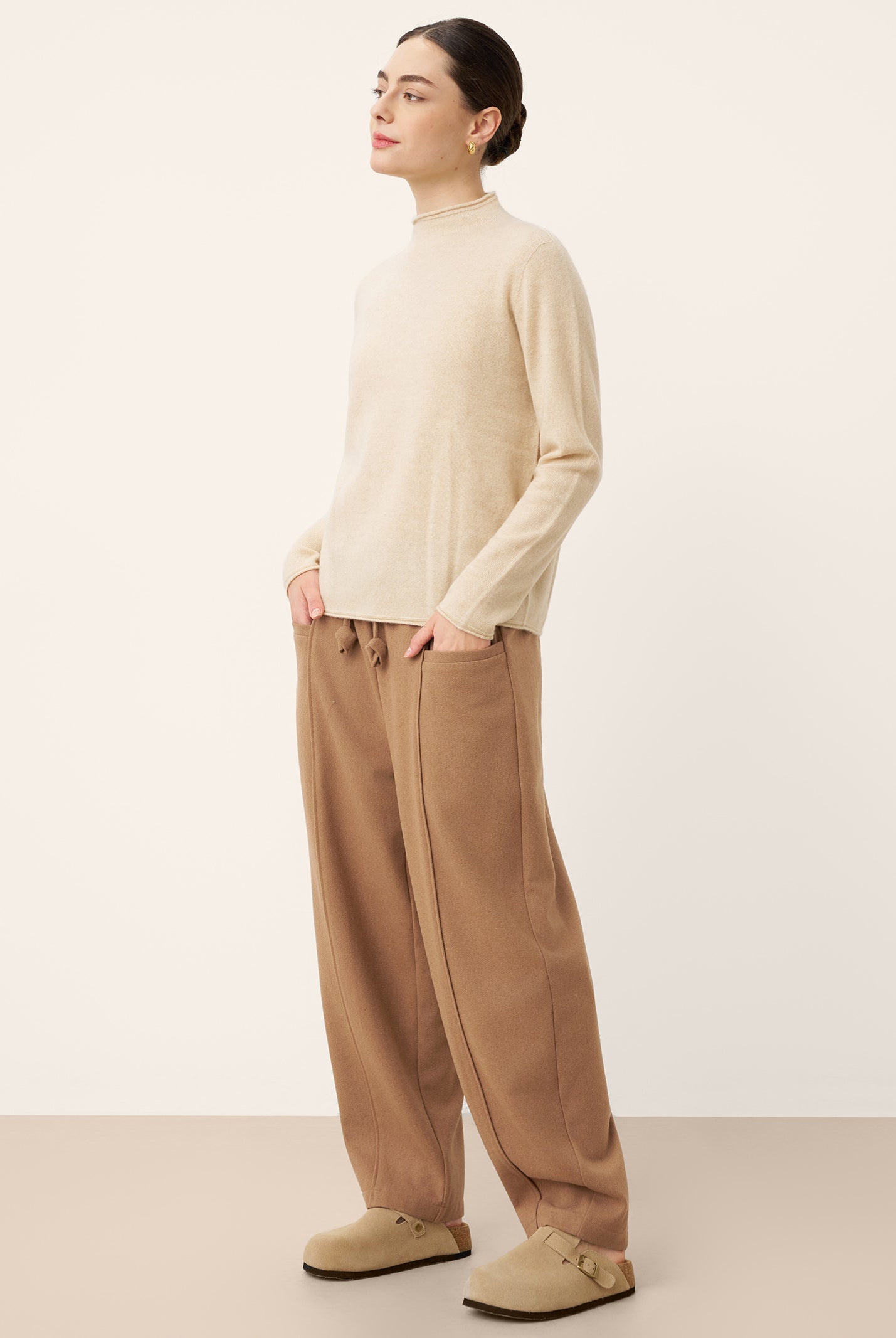 Wool Drawstring Patch Pocket Pants PRISCILLA by LINTICO for women
