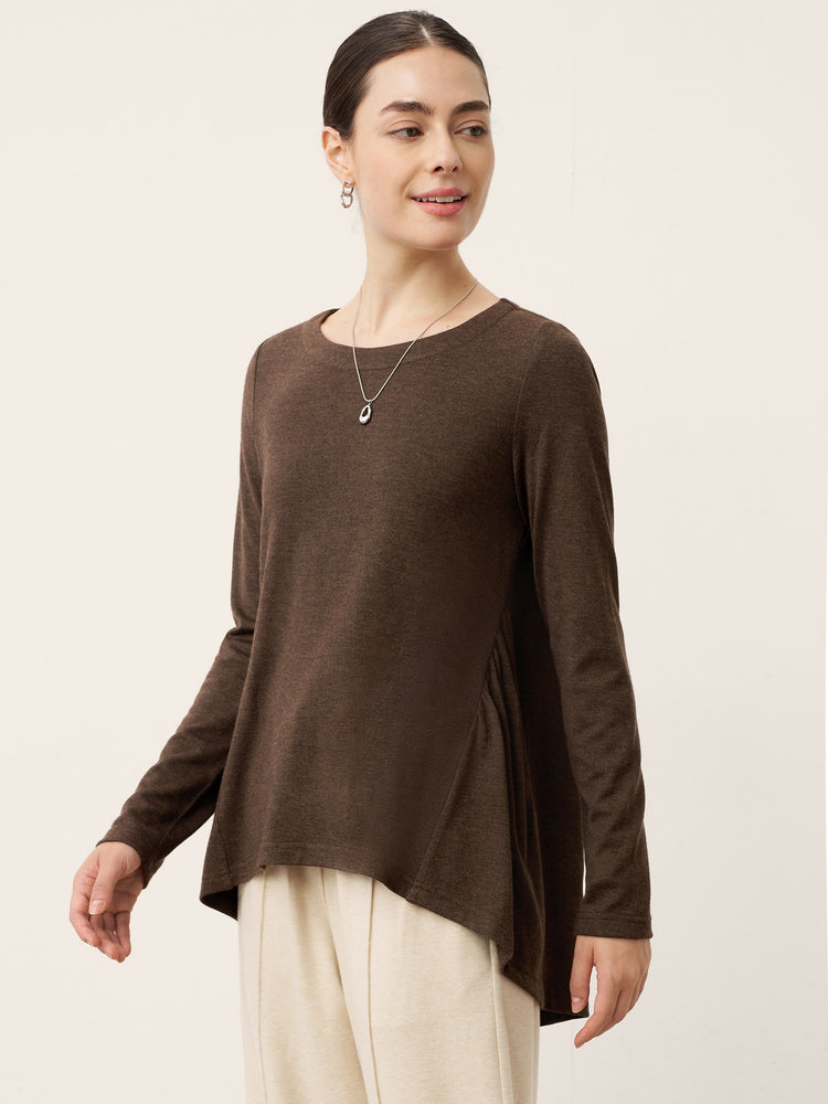 Top lana Panelled Ruched orlo asimmetrico KALISTA