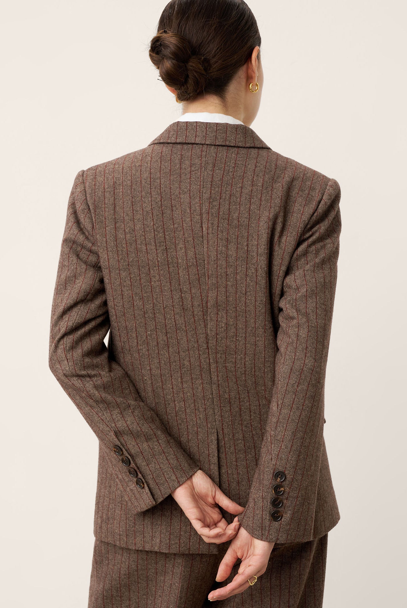 Wool Striped Notched Lapel Suit Blazer DAPHNE by LINTICO for women