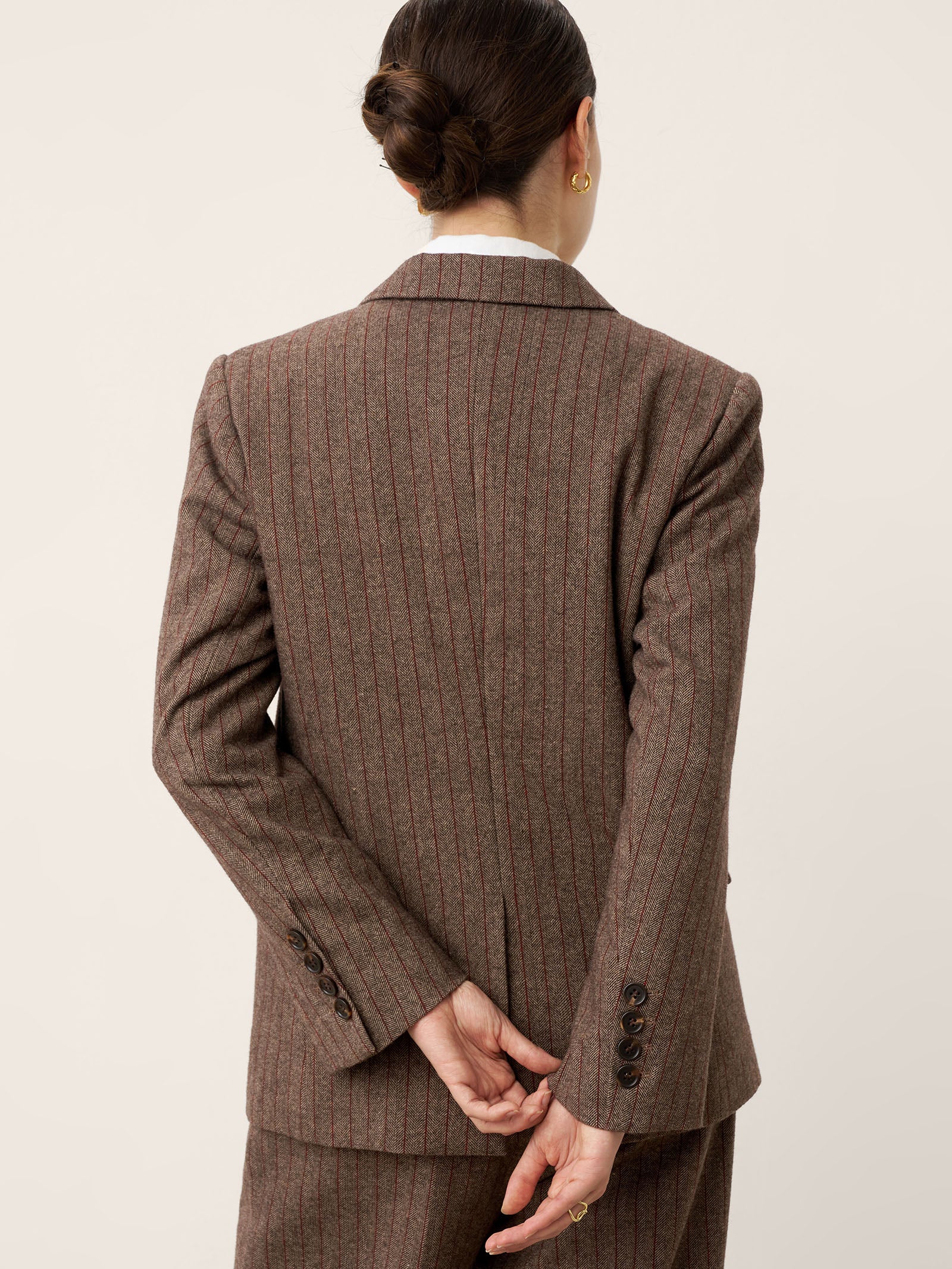 Wool Striped Notched Lapel Suit Blazer DAPHNE by LINTICO for women