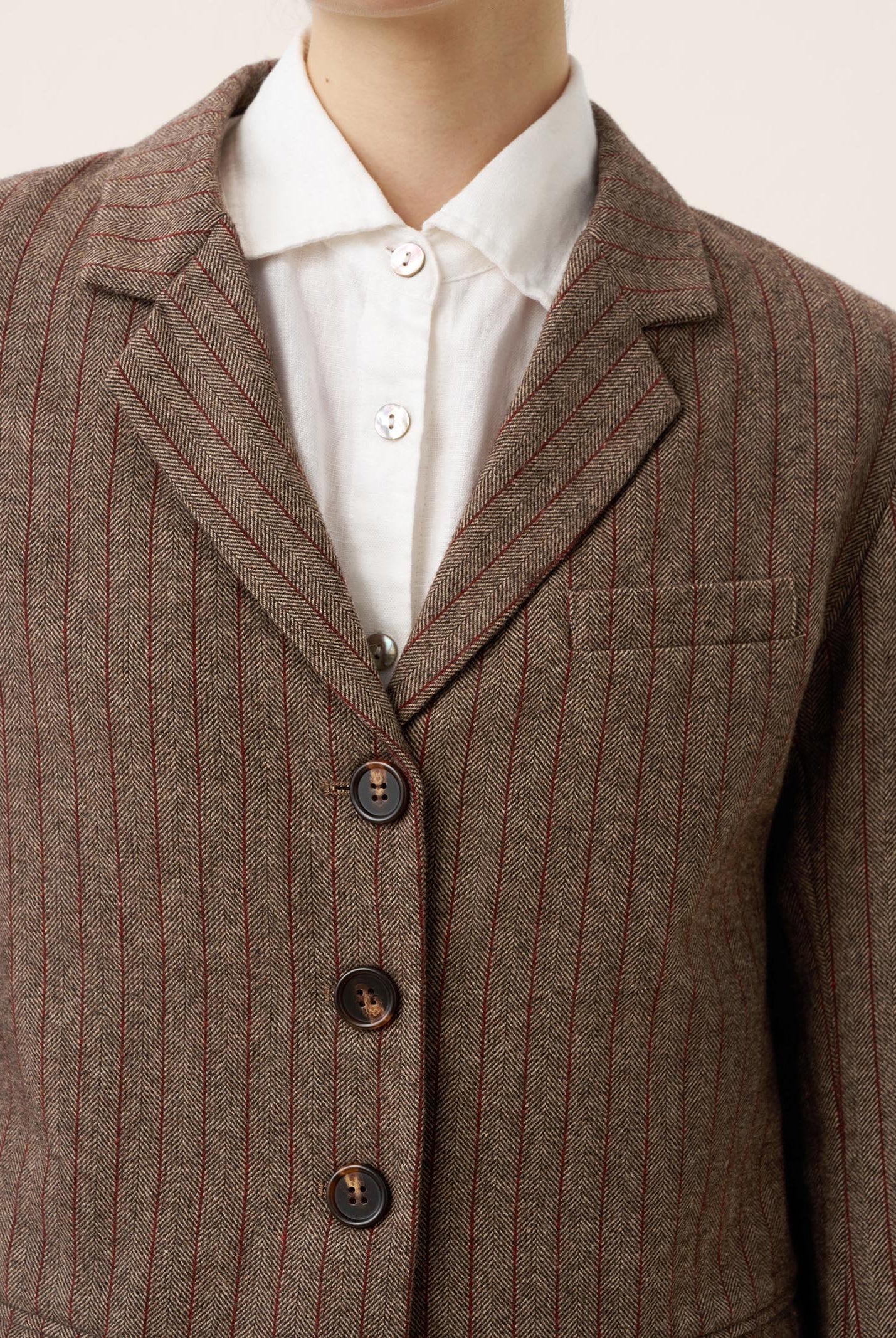 Wool Striped Notched Lapel Suit Blazer DAPHNE by LINTICO for women