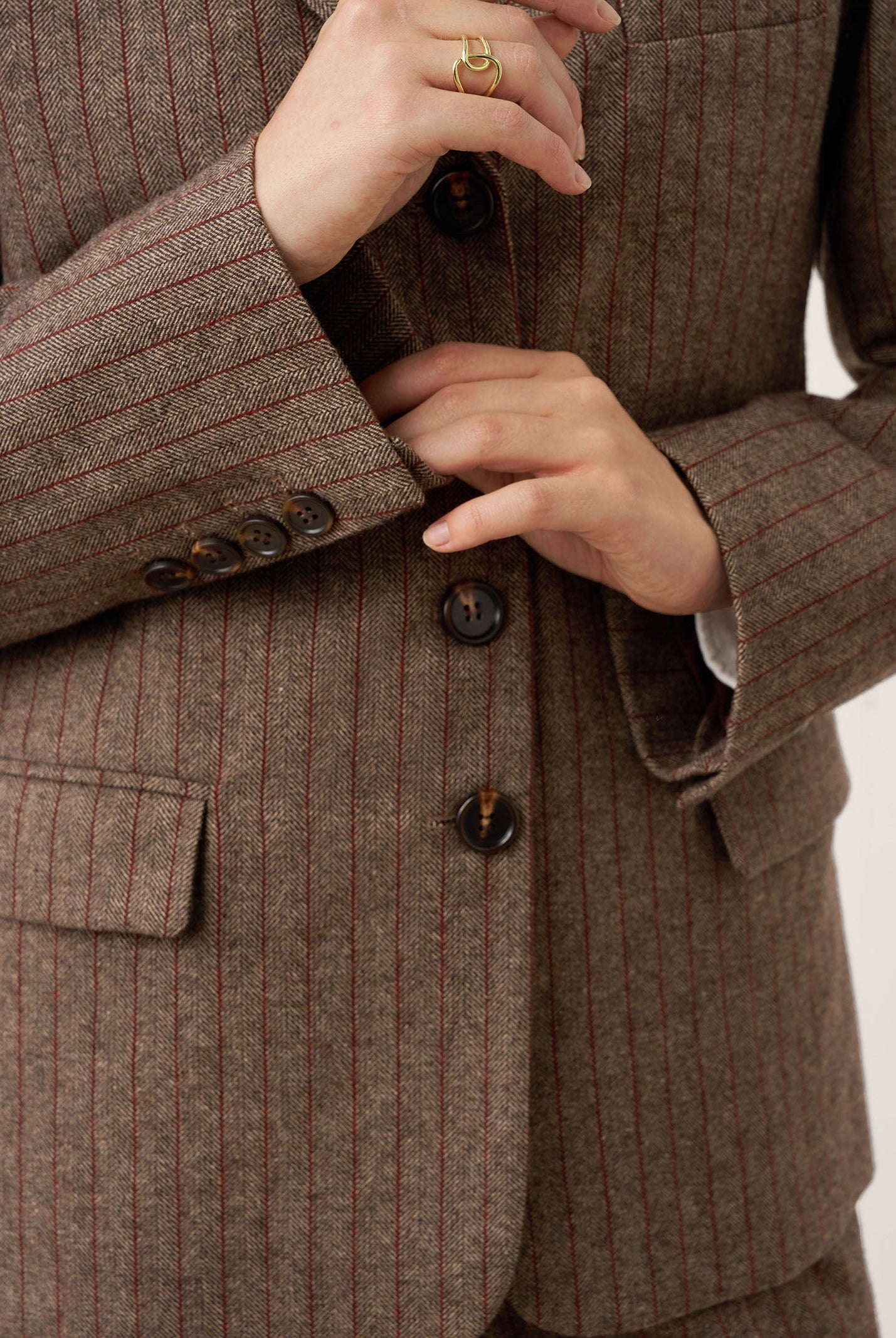 Wool Striped Notched Lapel Suit Blazer DAPHNE by LINTICO for women