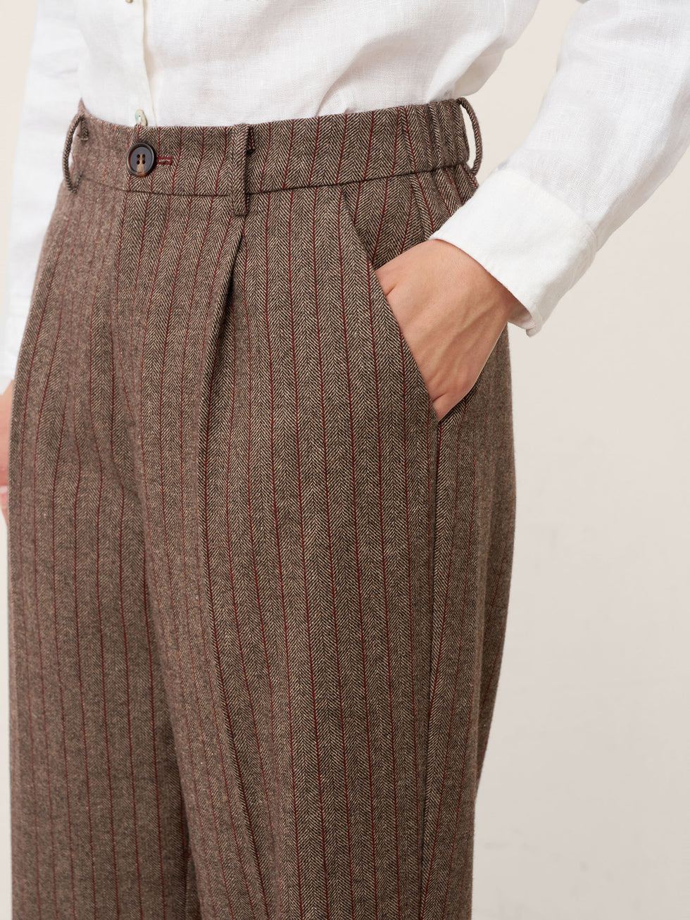 Wool Striped Tapered Tailored Trousers CASSIOPEIA by LINTICO for women