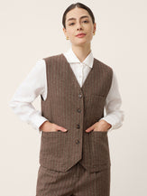 Wool Striped V-Neck Button-Detail Vest ELUNED by LINTICO for women