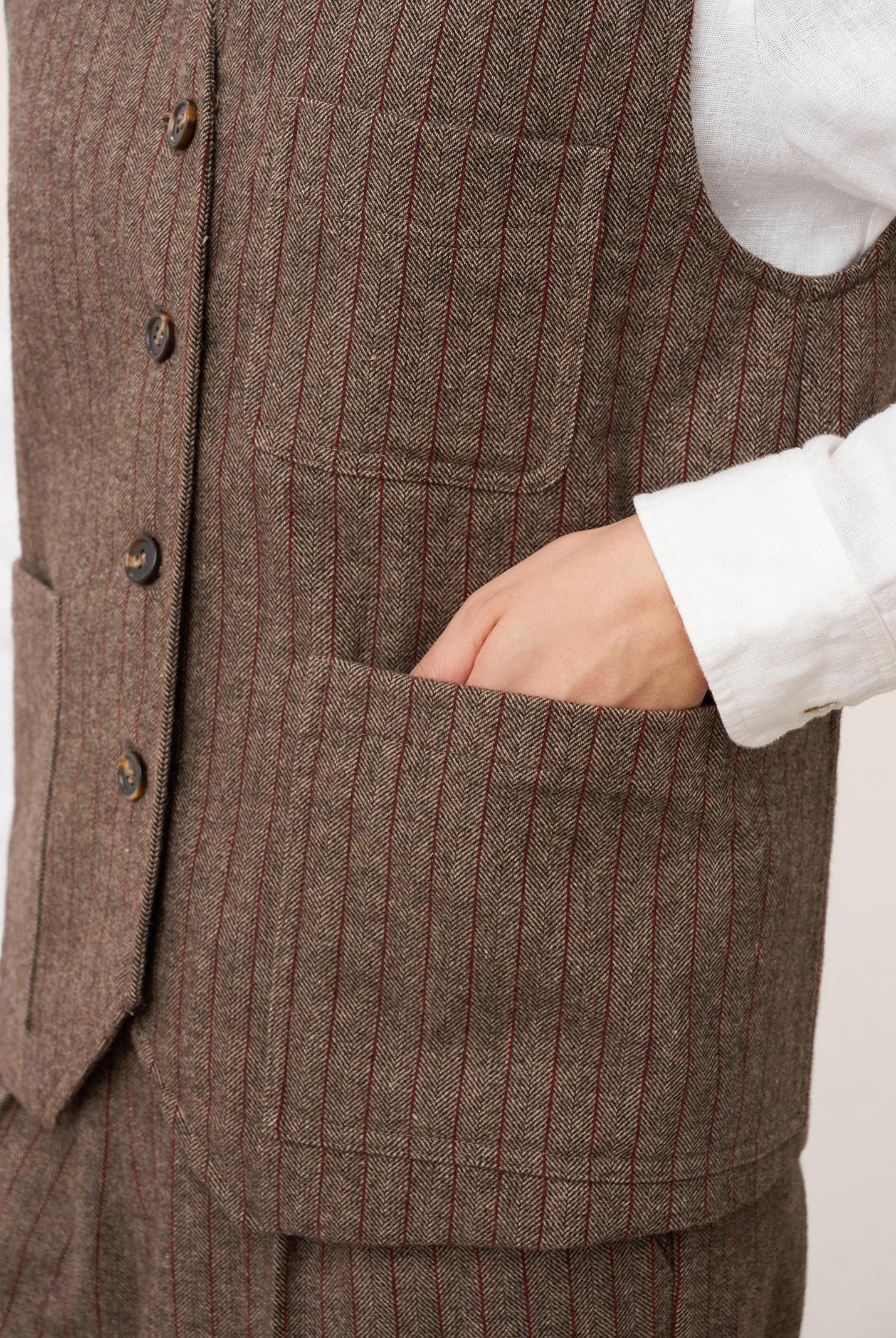 Wool Striped V-Neck Button-Detail Vest ELUNED by LINTICO for women