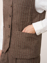 Wool Striped V-Neck Button-Detail Vest ELUNED by LINTICO for women