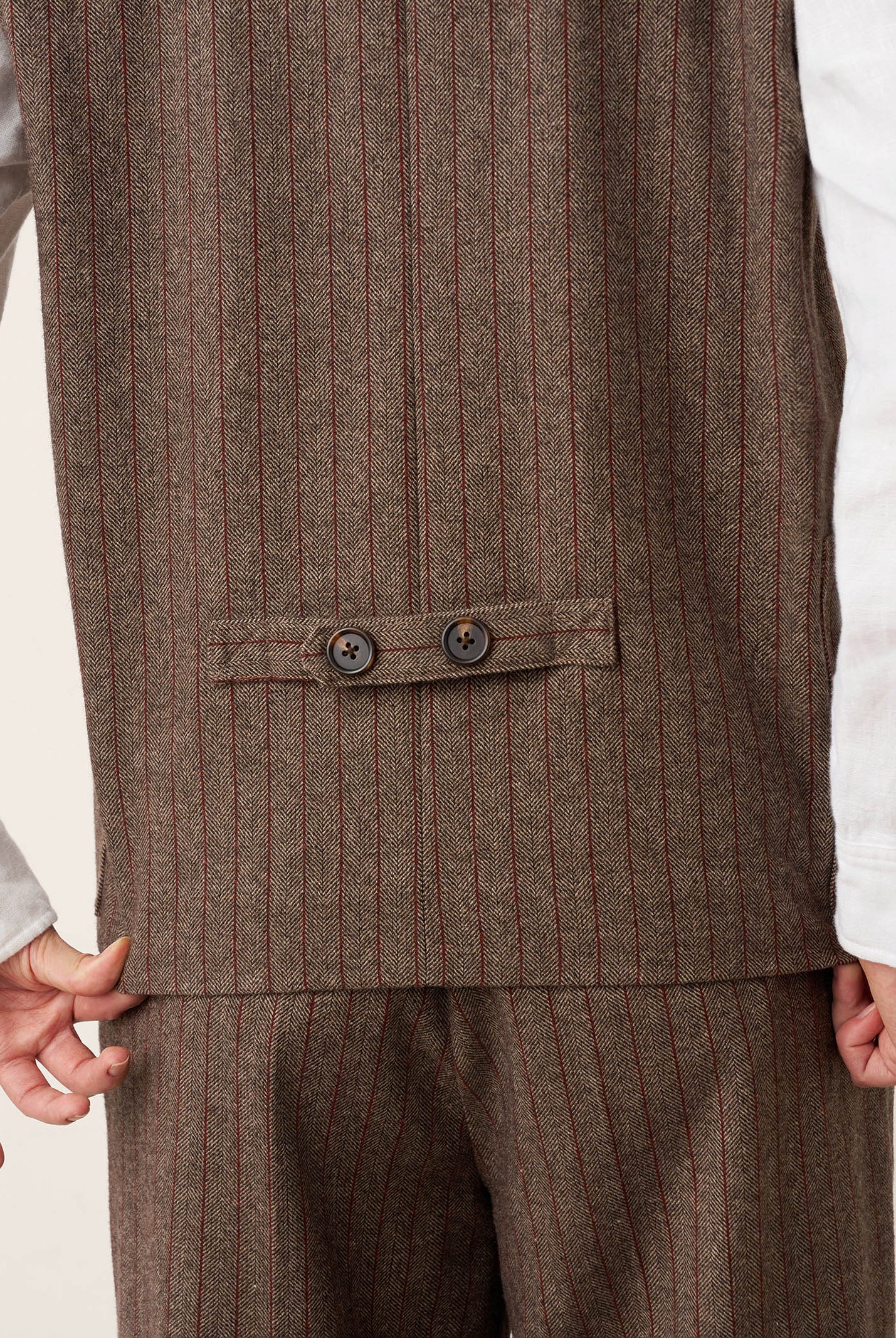 Wool Striped V-Neck Button-Detail Vest ELUNED by LINTICO for women