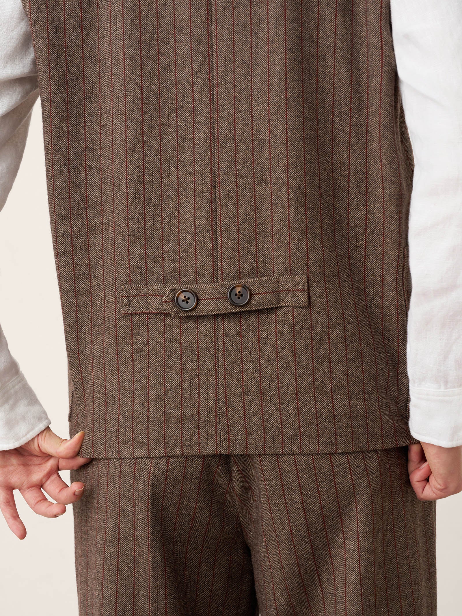 Wool Striped V-Neck Button-Detail Vest ELUNED by LINTICO for women