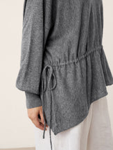 Merino Wool Asymmetric Drawstring Hem Loose Top WREN by LINTICO for women