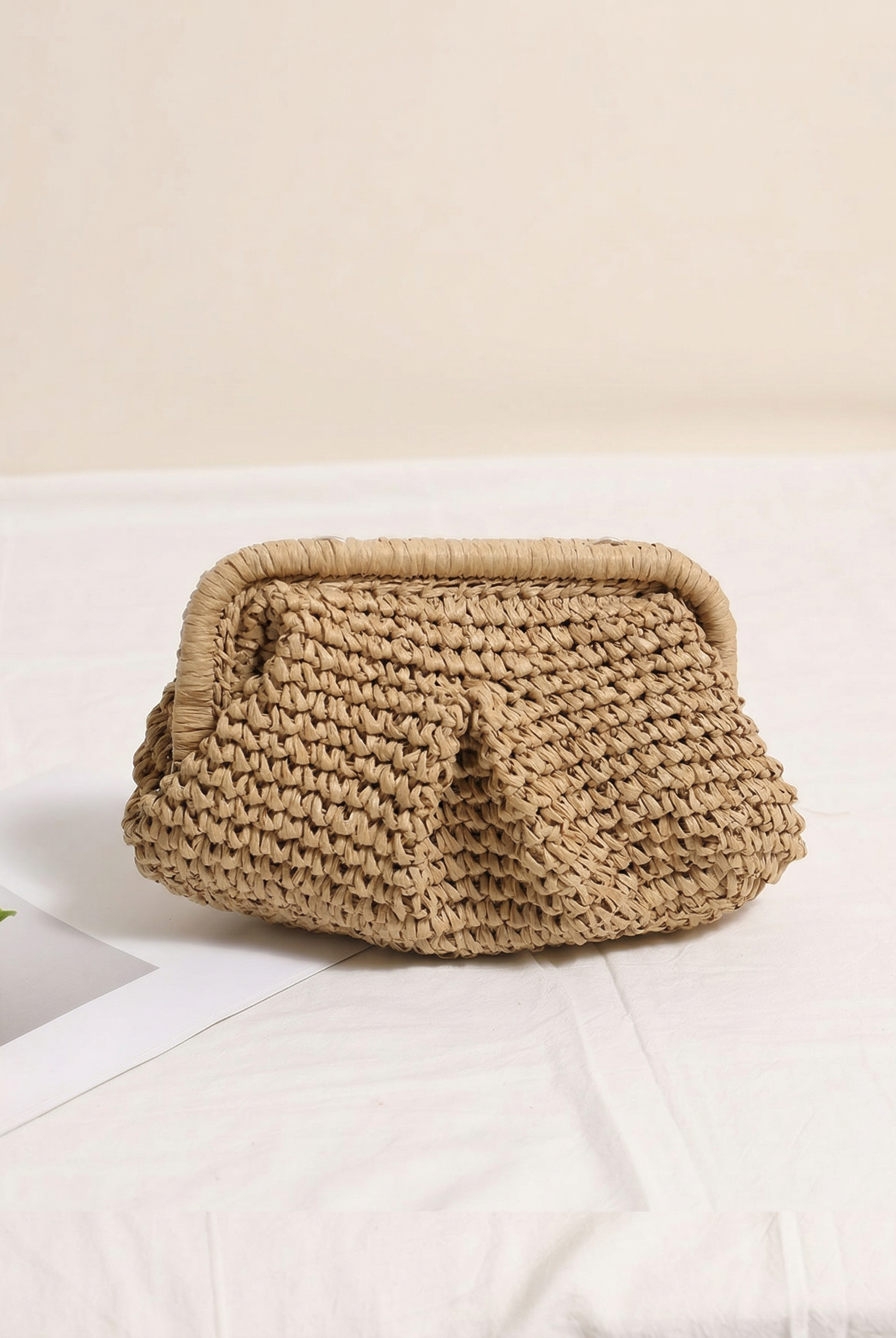 Woven Straw Crossbody Bag with Chain Strap by LINTICO for women