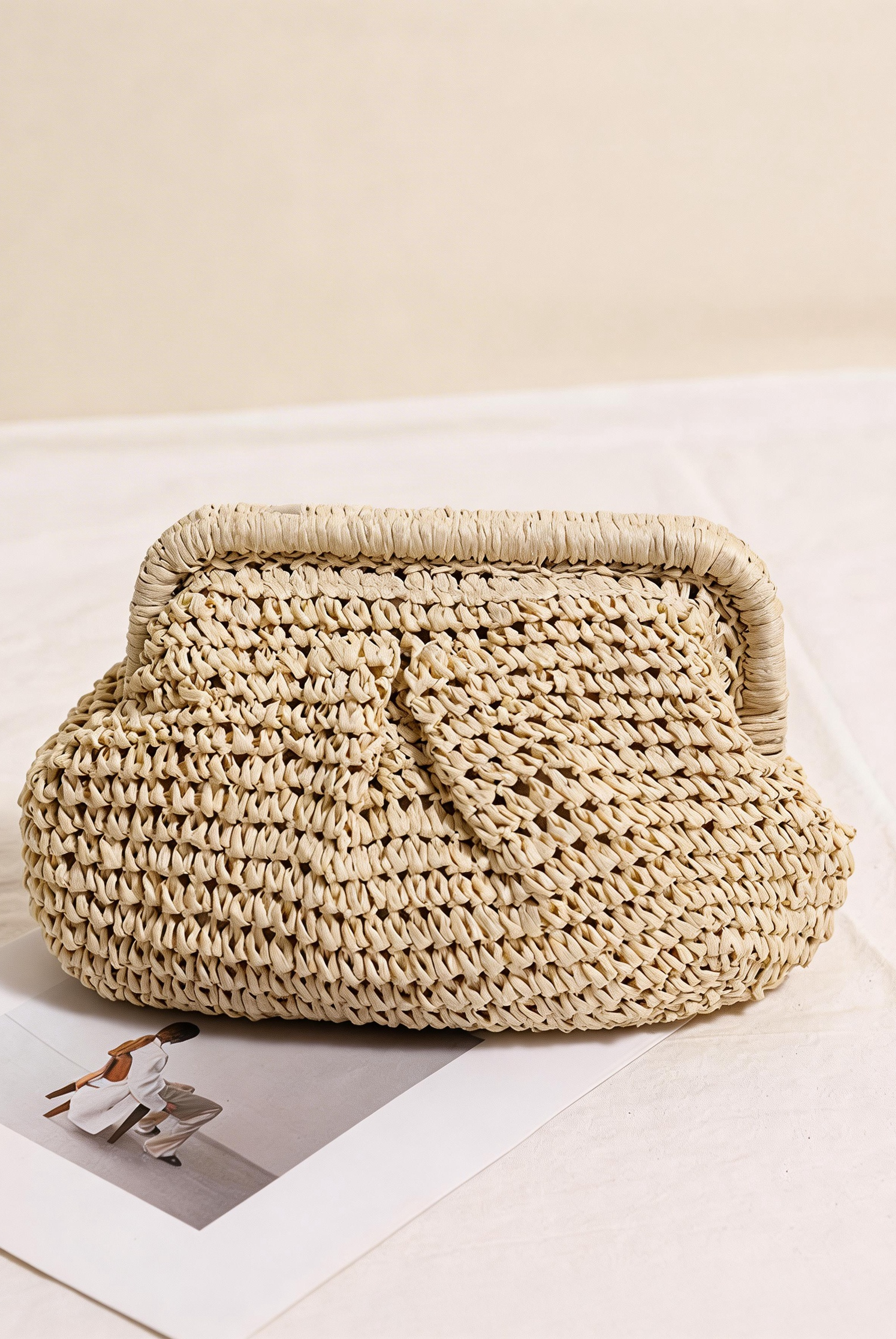 Woven Straw Crossbody Bag with Chain Strap by LINTICO for women