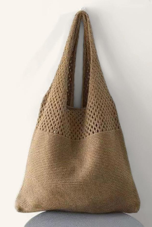Knit Shoulder Tote - Brown / One-Size - ACCESSORIES-Bag