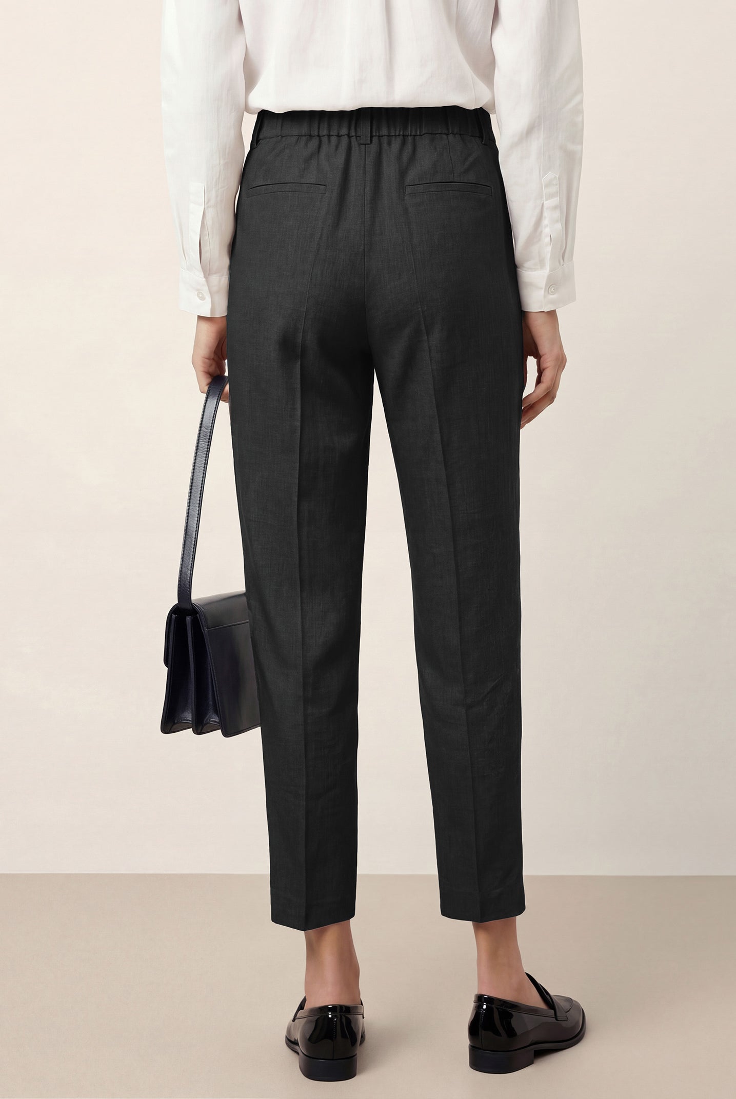 Linen Tailored Straight Cropped Pants LOGAN by LINTICO for women
