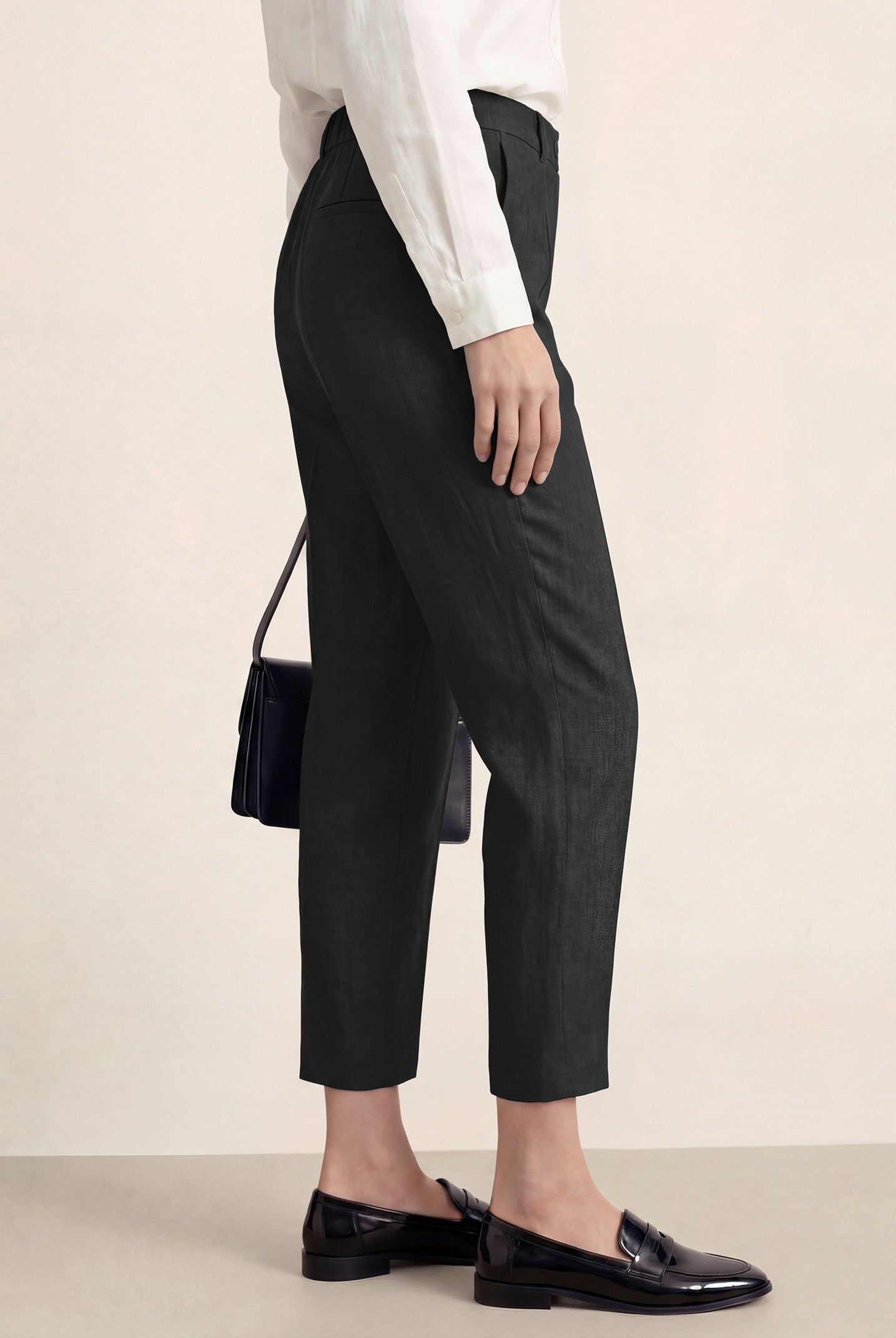 Linen Tailored Straight Cropped Pants LOGAN by LINTICO for women