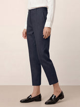 Linen Tailored Straight Cropped Pants LOGAN by LINTICO for women