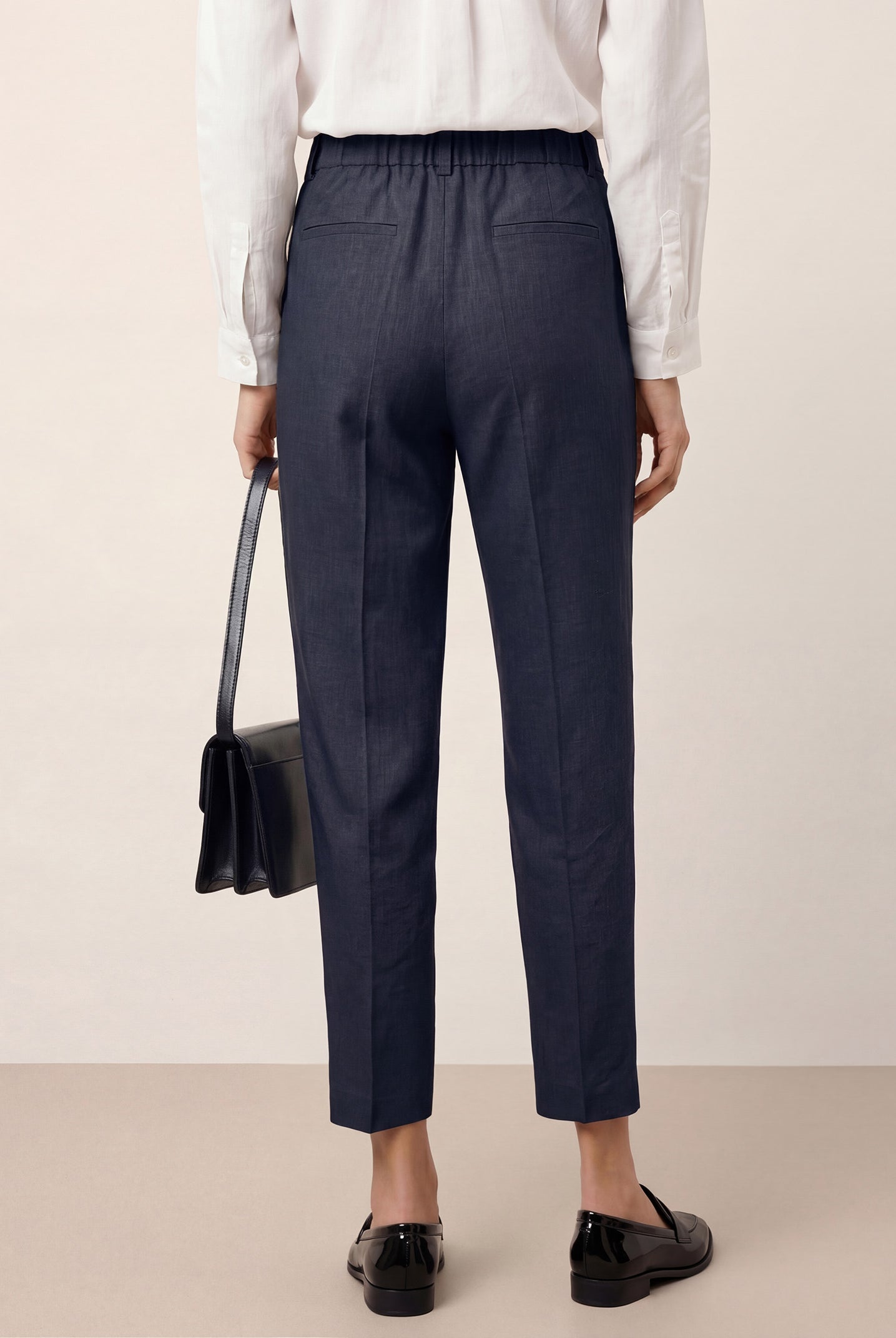 Linen Tailored Straight Cropped Pants LOGAN by LINTICO for women
