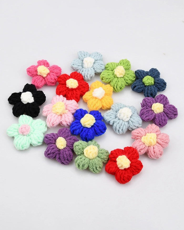 Hand-Knitted Yarn Flowers