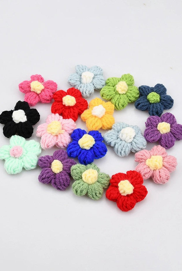 Hand-Knitted Yarn Flowers