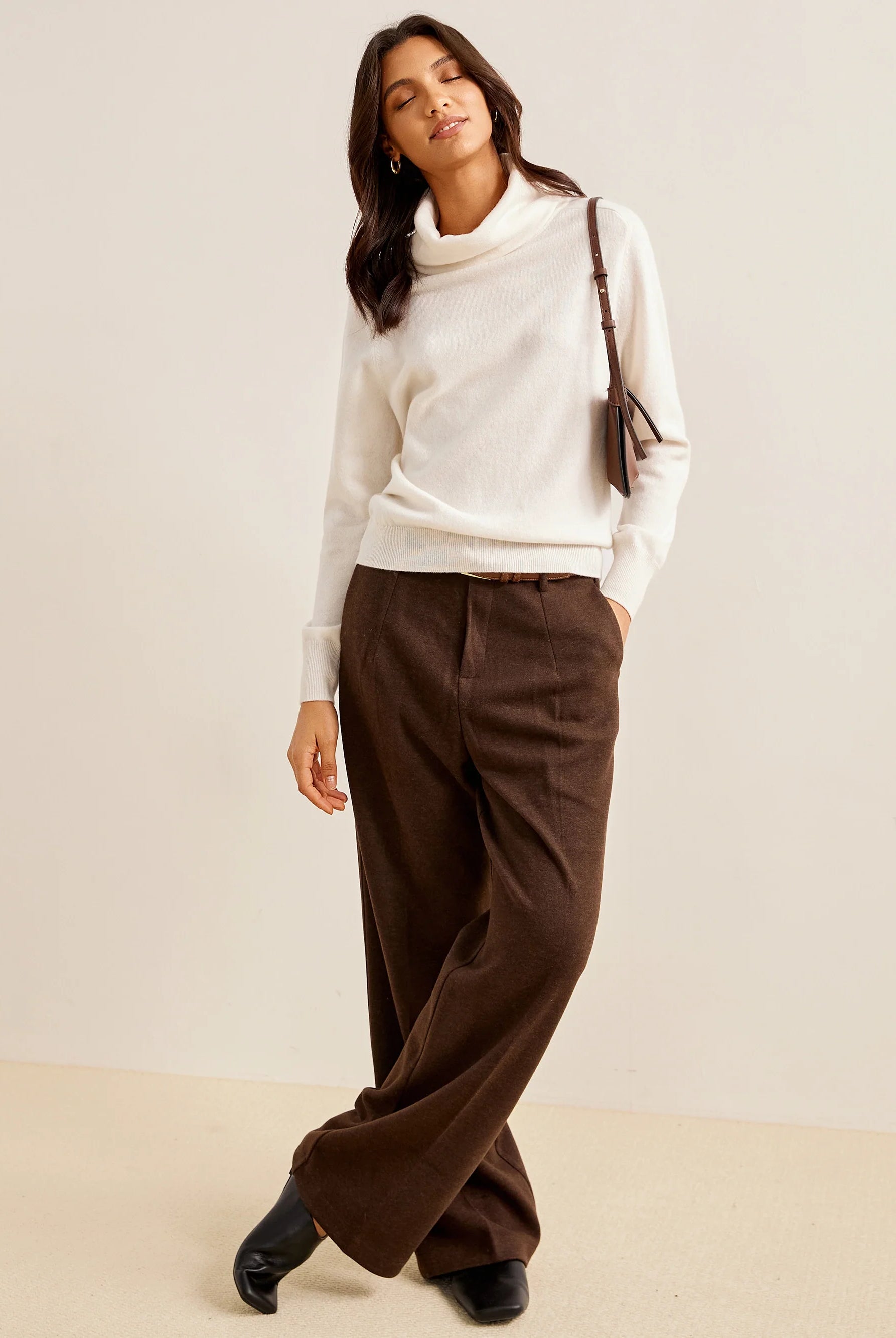 Merino Wool Cowl Neck Sweater