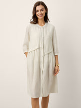Linen-Lyocell Deconstructed Asymmetric Front Pleat Mini Dress EULALIE by LINTICO for women
