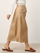 100% Linen Flap Pocket A-Line Skirt IANTHE by LINTICO for women