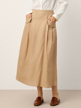 100% Linen Flap Pocket A-Line Skirt IANTHE by LINTICO for women