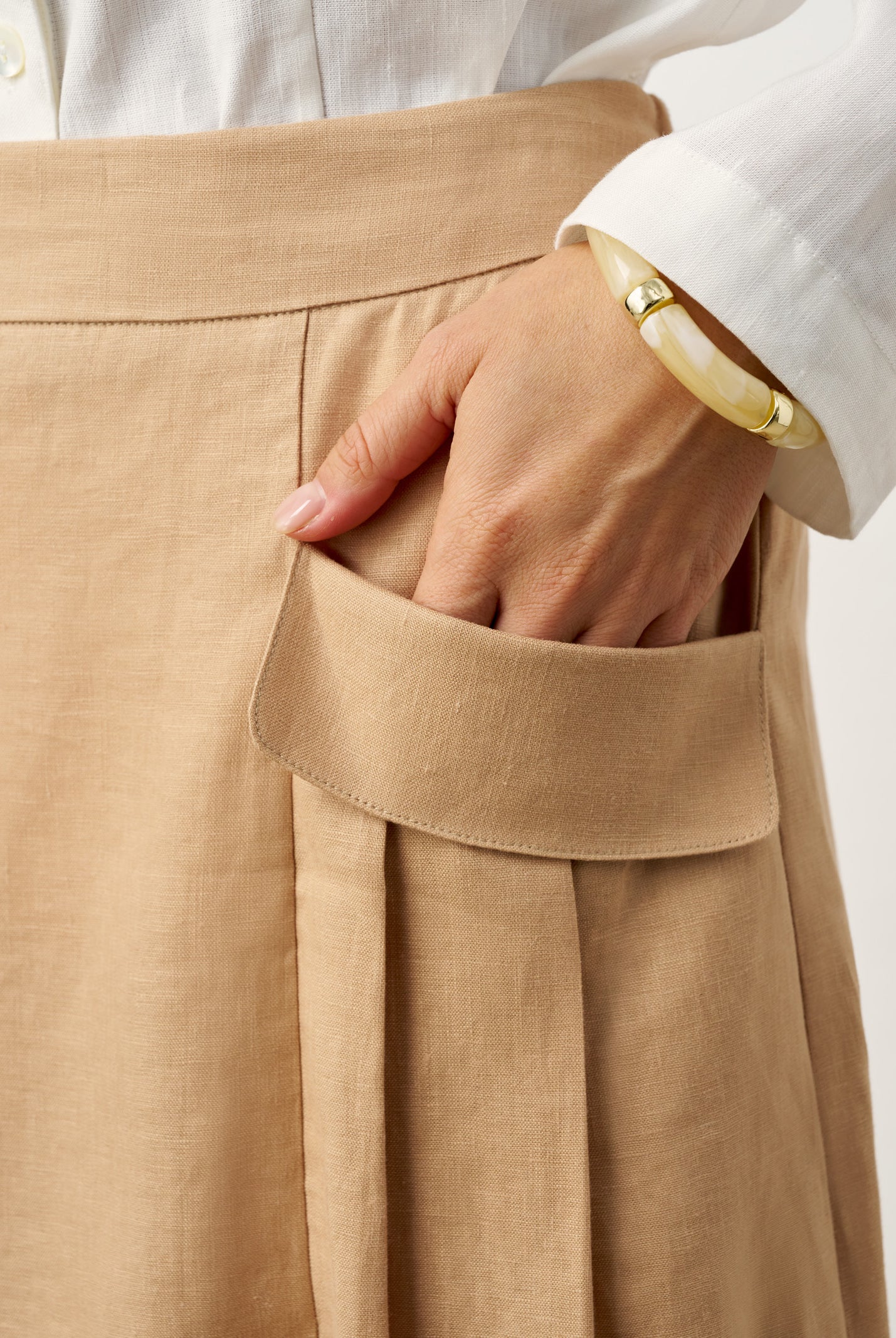 100% Linen Flap Pocket A-Line Skirt IANTHE by LINTICO for women