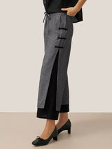 Linen Double Layer Handmade Capri Pants STELLA by LINTICO for women