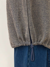 Linen Yarn Dyed Check Belted Long Coat BELLADONNA in Charcoal Weave