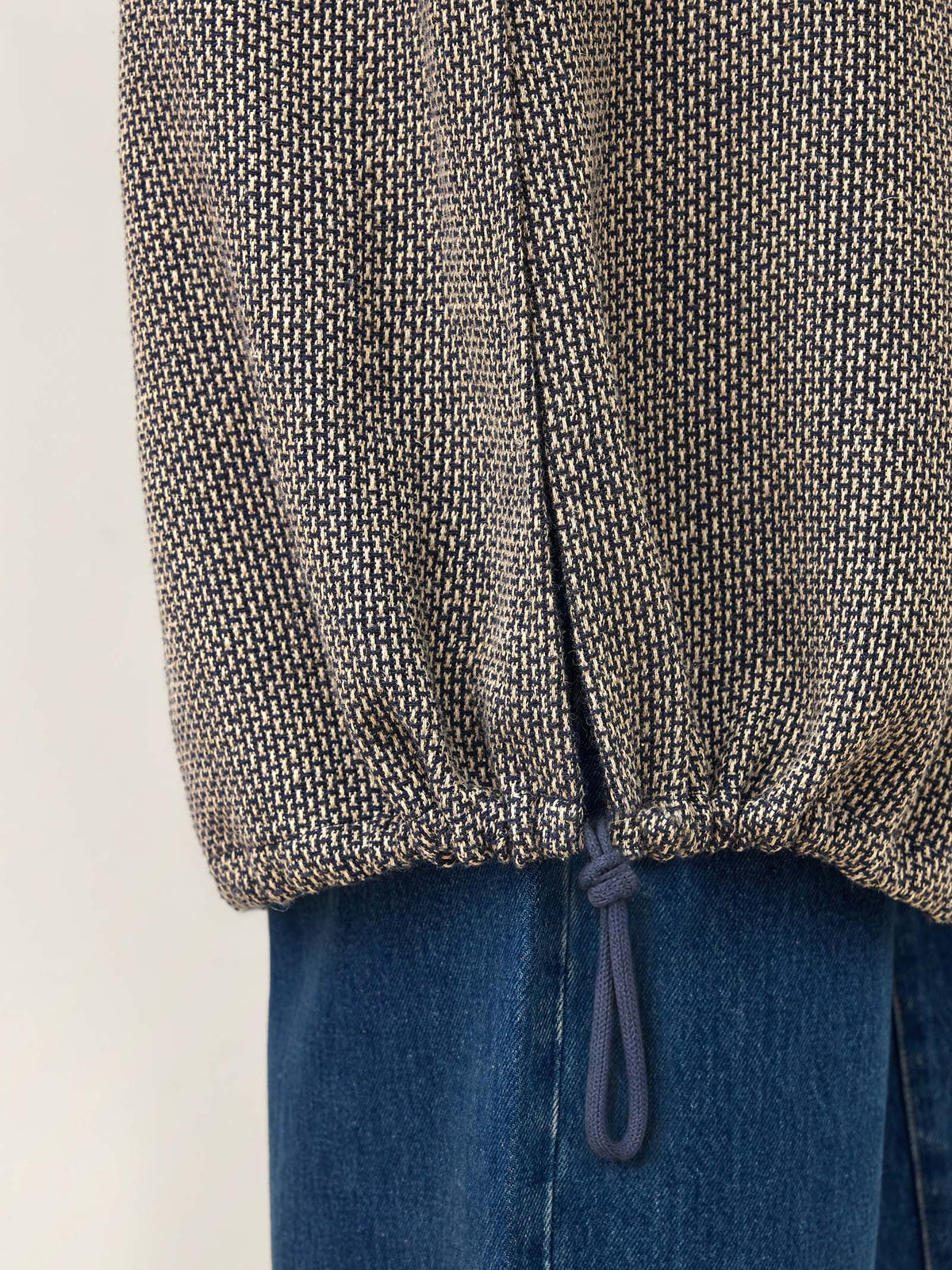Linen Yarn Dyed Check Belted Long Coat BELLADONNA in Charcoal Weave