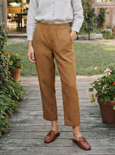 100% Linen Elasticated Waist Ankle Pants GWEN by LINTICO for women