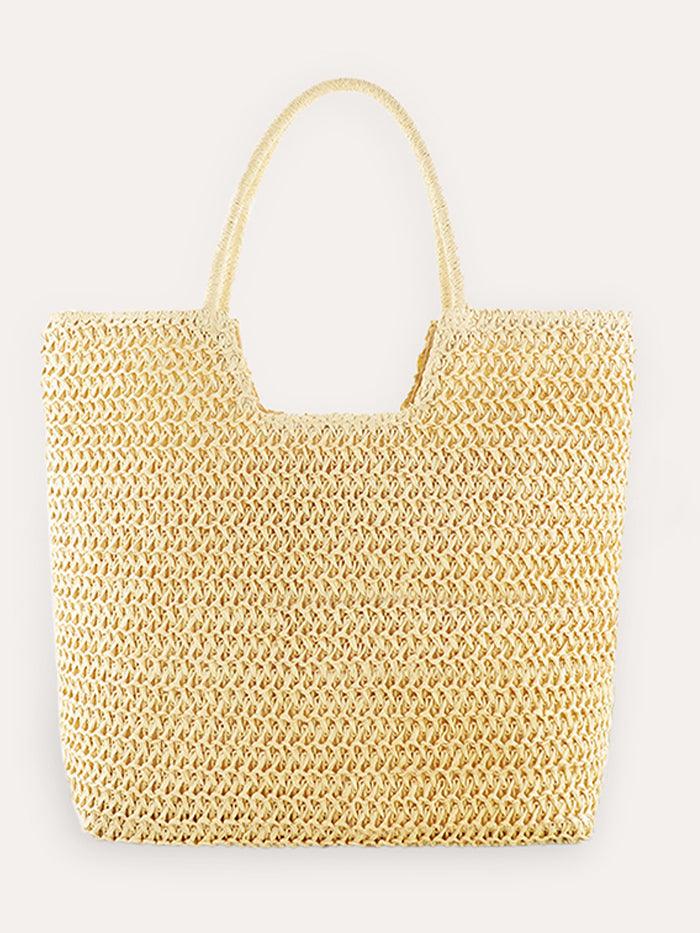 Cabas tressé à anses anneau - beige / One-Size - ACCESSOIRES-Sac