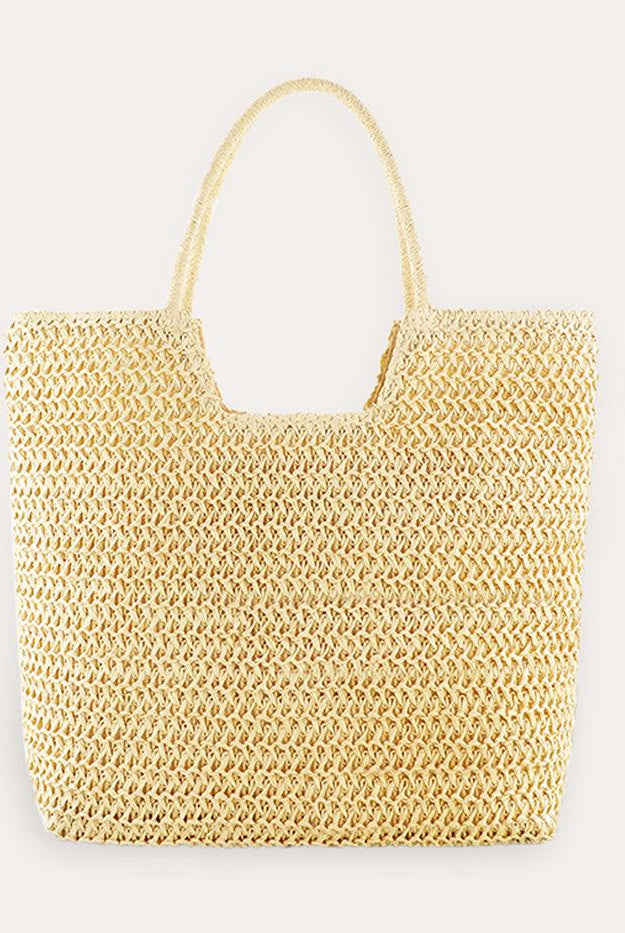 Ring Handle Woven Tote - Beige / One-Size - ACCESSORIES-Bag
