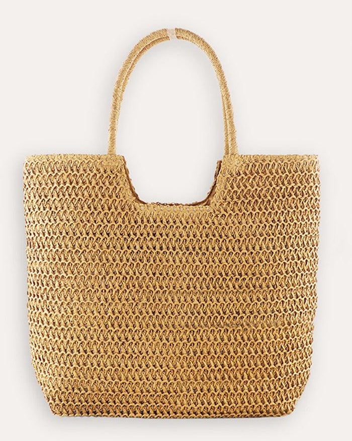 Ring Handle Woven Tote - Light Brown / One-Size - ACCESSORIES-Bag