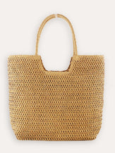 Ring Handle Woven Tote - Light Brown / One-Size - ACCESSORIES-Bag