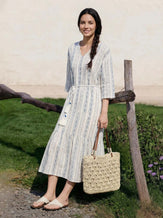 Crochet Woven Fan-Shape Shoulder Tote Bag by LINTICO for women