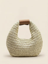 Round Crochet Woven Handheld Straw Bag by LINTICO for women