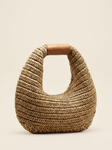 Round Crochet Woven Handheld Straw Bag by LINTICO for women