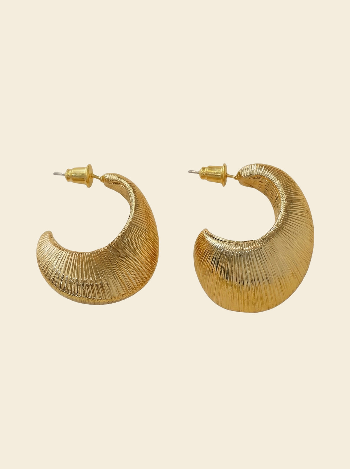 Textured Oval C Hoop Earrings