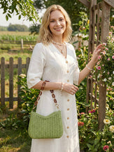 Colorful Woven Straw Shoulder Bag by LINTICO for women
