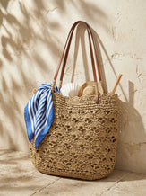 Crochet Woven Fan-Shape Shoulder Tote Bag by LINTICO for women